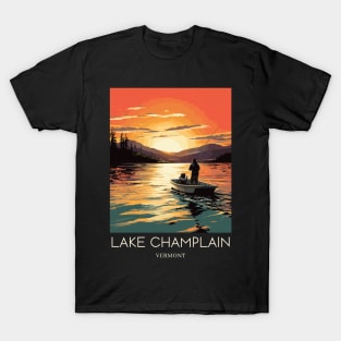 A Pop Art Travel Print of Lake Champlain - Vermont - US T-Shirt